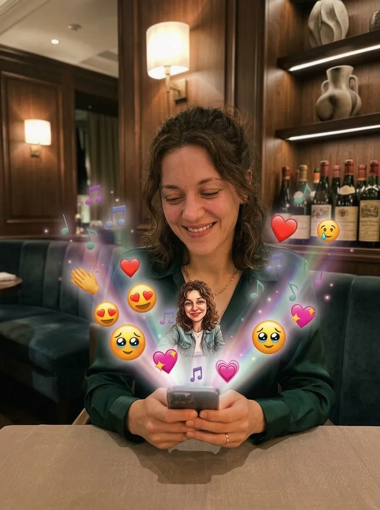 La festeggiata apre il regalo sul telefono